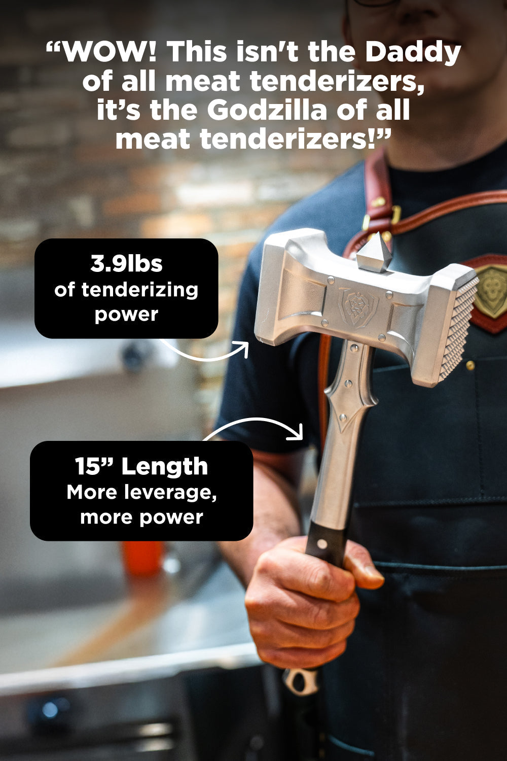 Kitchen Knife, Meat Tenderizer 15" Dual Sided, Heavy Duty, Stainless Steel Construction for Everyday Meal Prep and Home Kitchens image 6