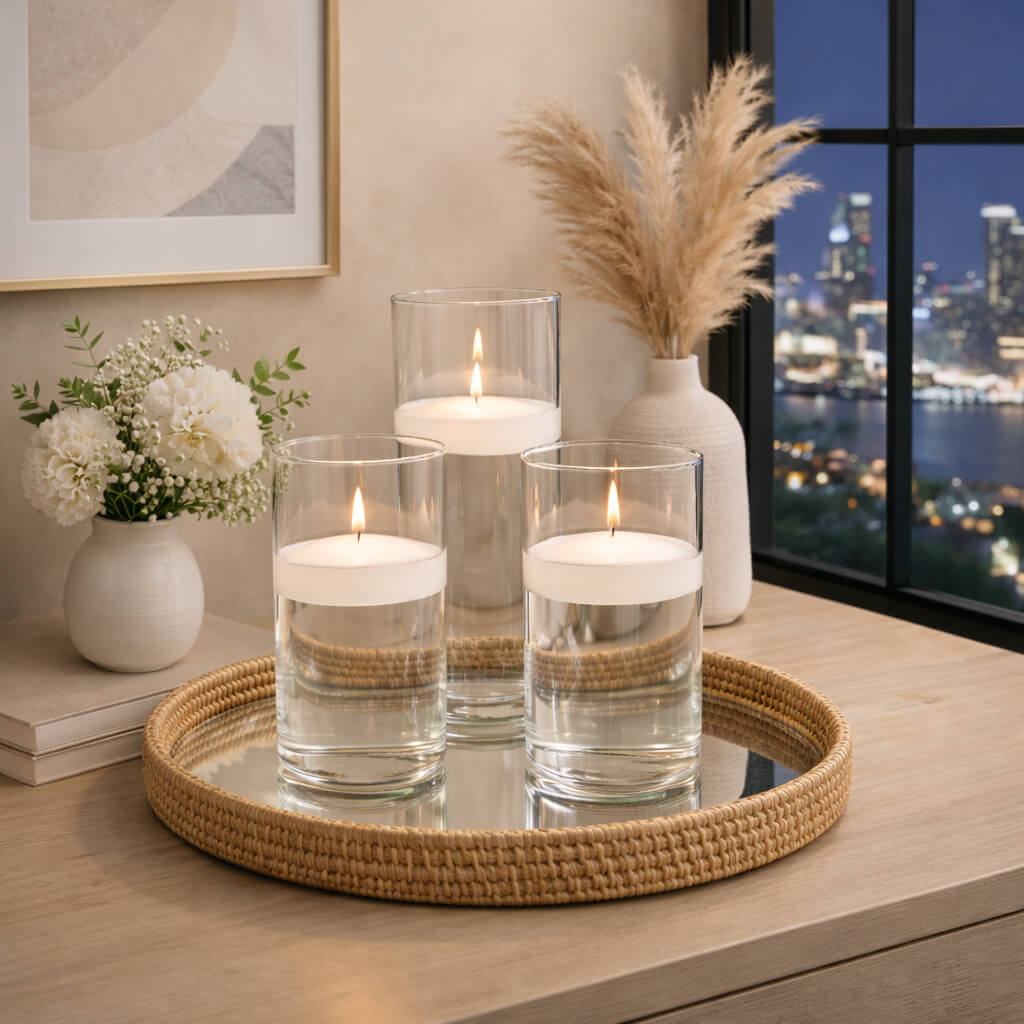 Decorative Candle, Richland Floating 3" White Set of 12 for Living Rooms, Bedrooms and Relaxing Evenings image 6
