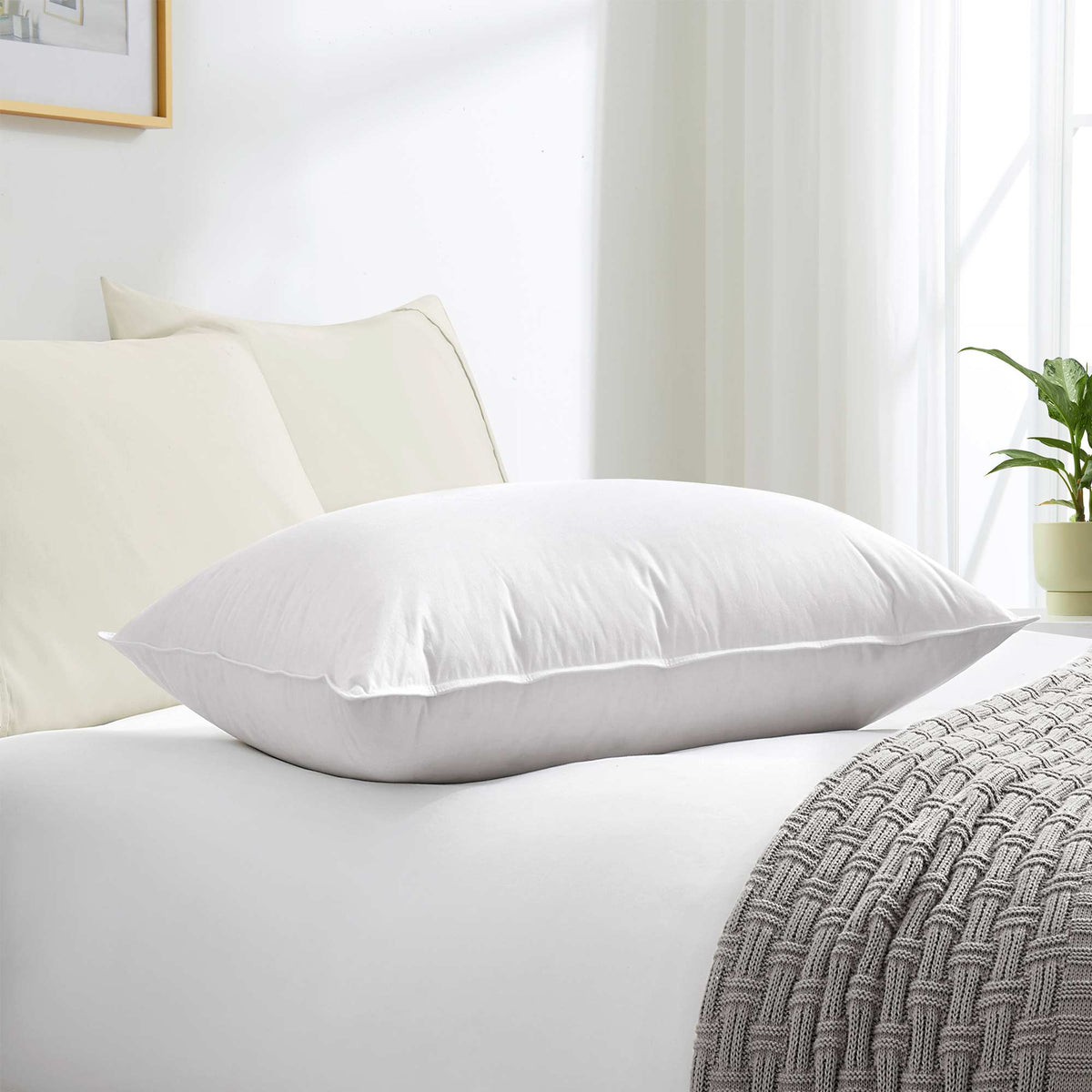 Bed Pillow, Made in Germany European Down, Lightweight Design, Breathable Construction for Sleeping, Reading and Bedroom Comfort image 6