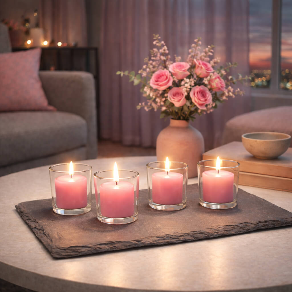 Votive Candle Set, Pink Gardenia Scented 10 Hour 12 Pack, Cotton Wicks for Tabletop Candle Displays and Home Decorating image 6