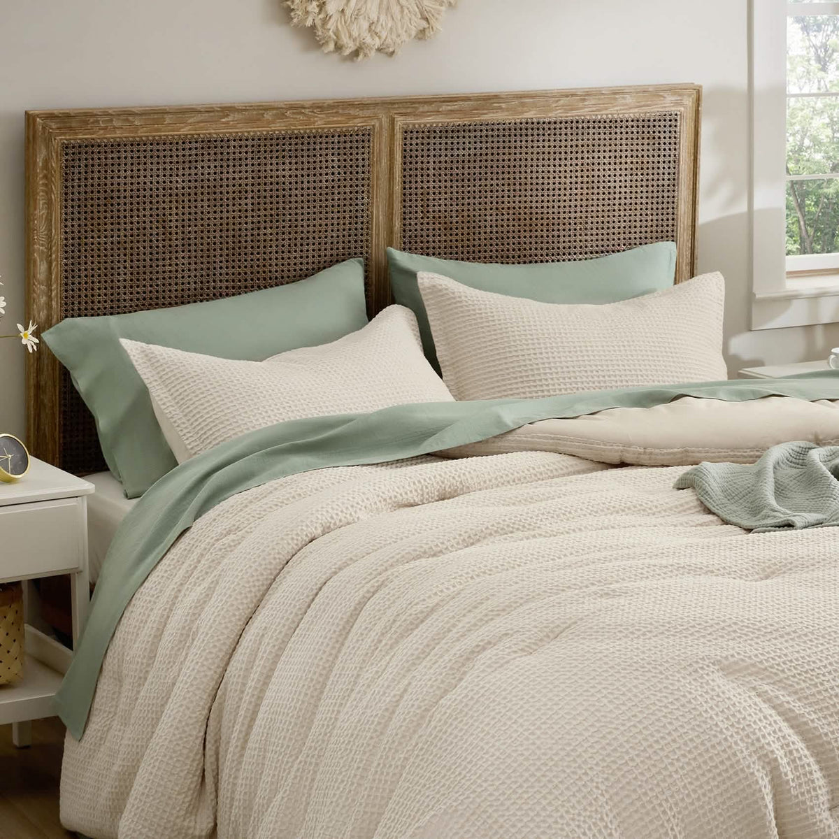 Bed Comforter, Cotton Waffle Weave Set, Breathable Construction for Everyday Bedding and Comfortable Sleep, 5 Sizes and 12 Colors image 6