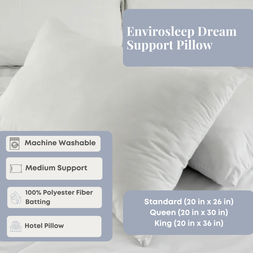 Bed Pillow, Envirosleep Dream Support, Machine-Washable Care, Hypoallergenic Comfort for Sleeping, Reading and Bedroom Comfort image 6