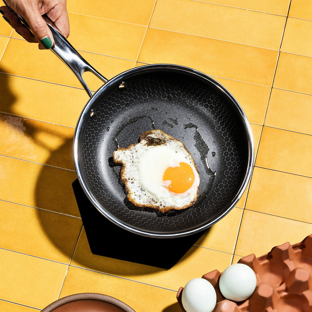 Stainless Steel Fry Pan, Hybrid with Lid, 7" for Stovetop Cooking, Family Meals and Daily Kitchen Use image 6