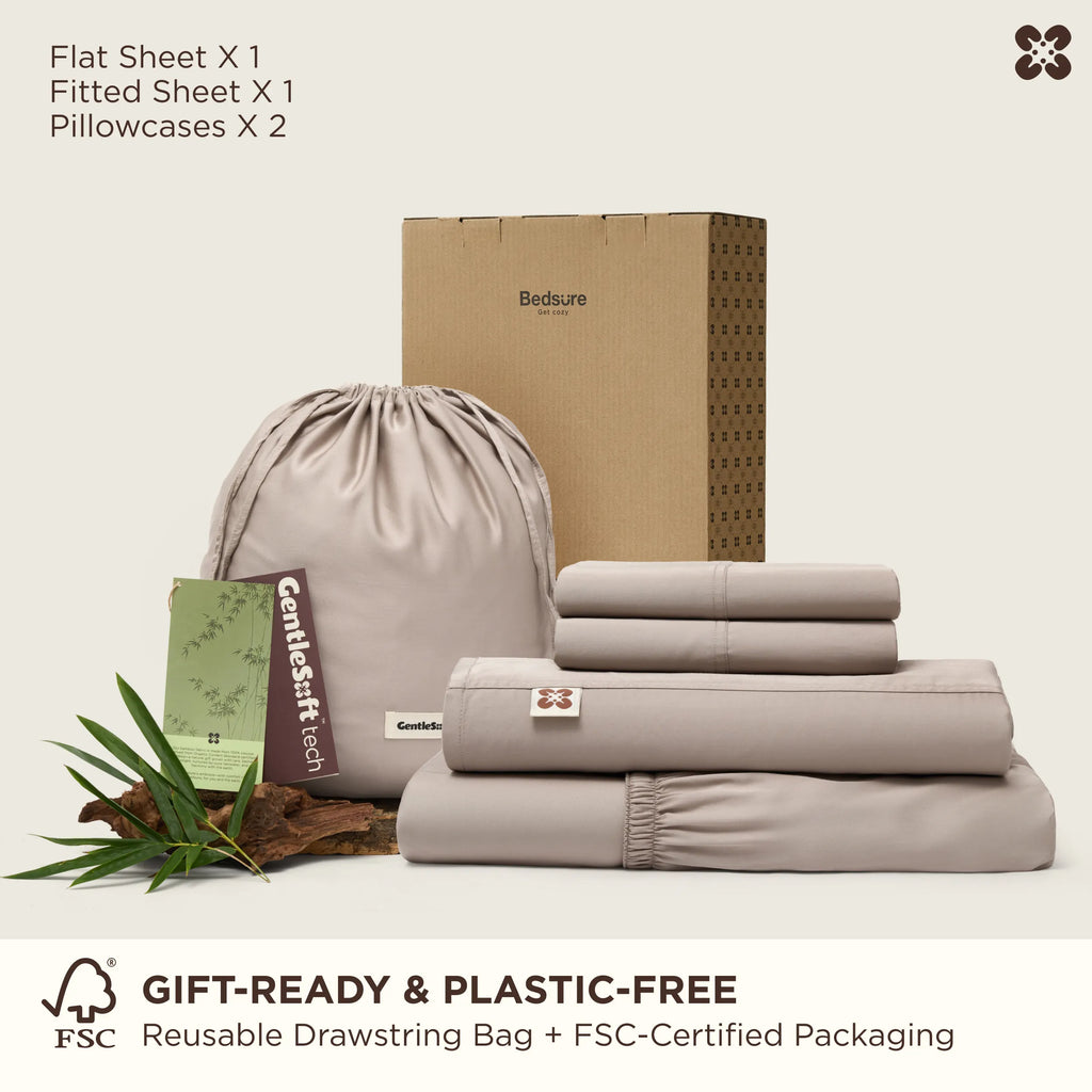 Bed Sheet Set, BareNights Viscose Derived from Bamboo, Breathable Construction for Everyday Bedroom Comfort and Guest Rooms image 6