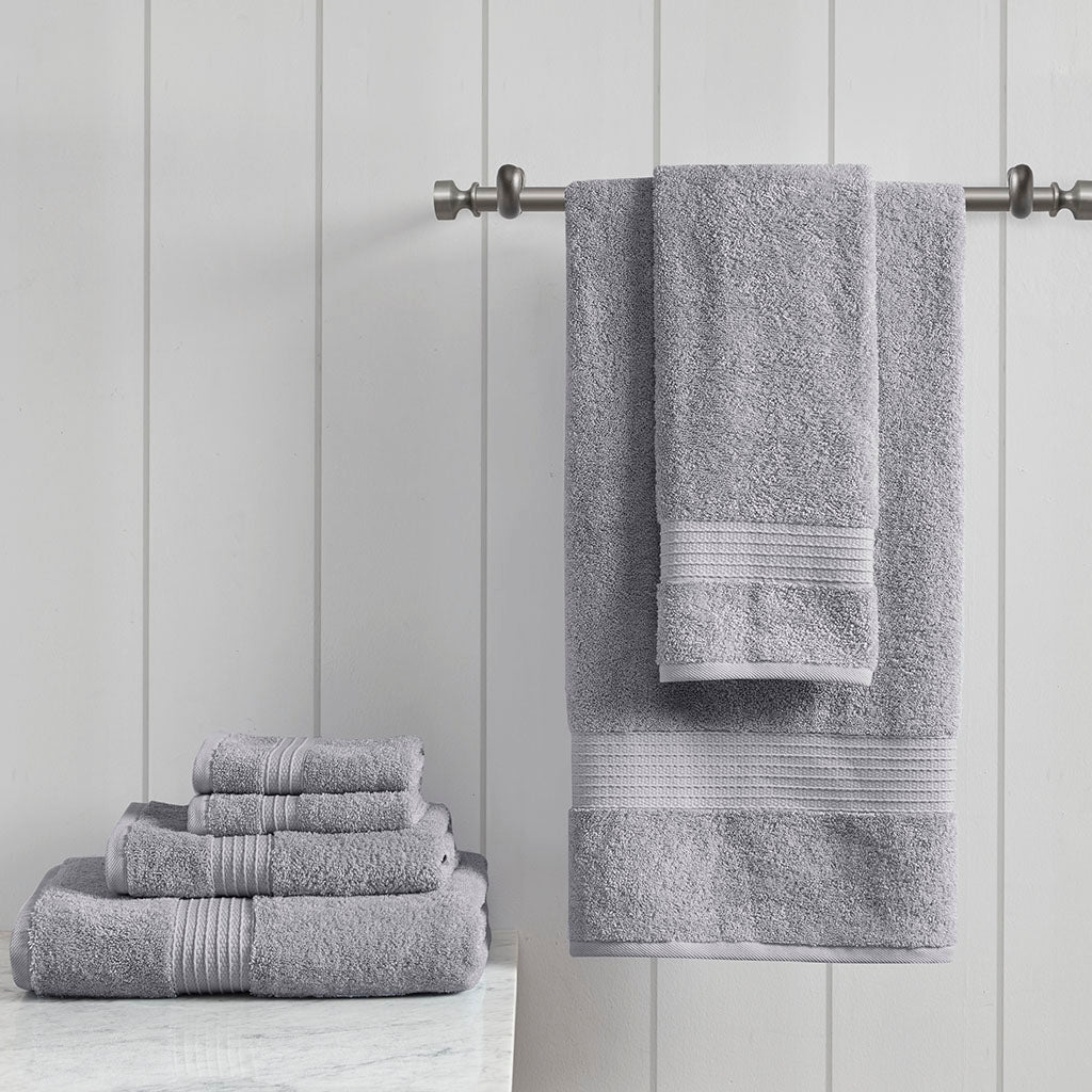 Bath Linen, Organic 6 Piece Cotton Towel Set, Machine-Washable Care for Daily Bathroom Routines and Guest Baths, 8 Color Options image 6