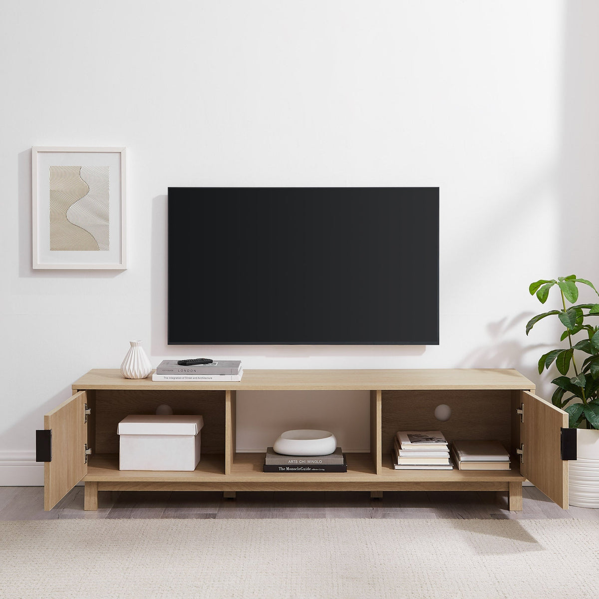 TV Stand, Reema Arundo Scandinavian Reeded for Television Displays, Consoles and Organized Living Spaces, 2 Sizes and 2 Colors image 6