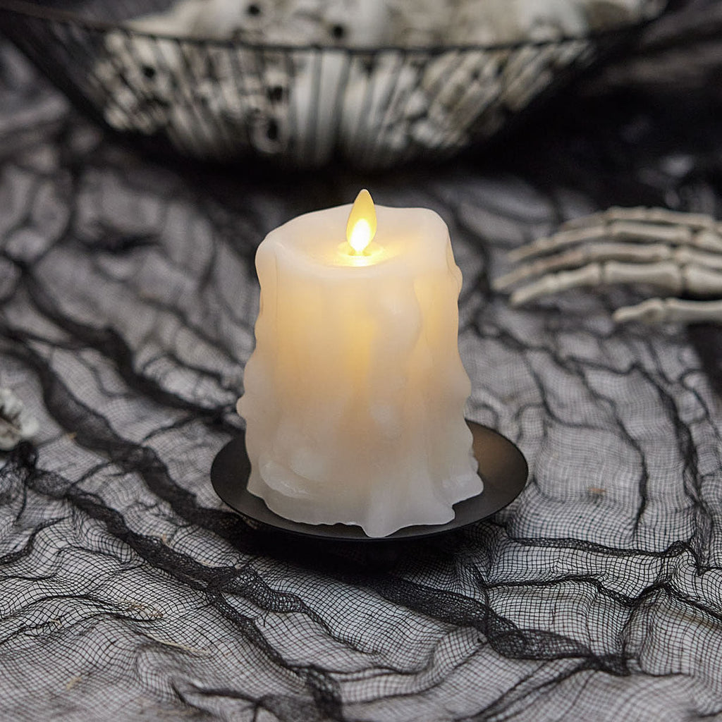 Flameless Candle, White Heavy Wax Drip Slim Pillar for Mantels, Entryways and Holiday Displays, 2 Size Options image 6