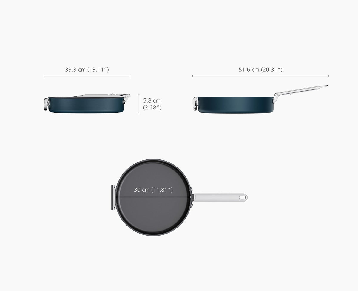 Fry Pan, Space Folding Handle Non Stick 12" Blue for Searing, Sautéing and Everyday Meal Prep image 6