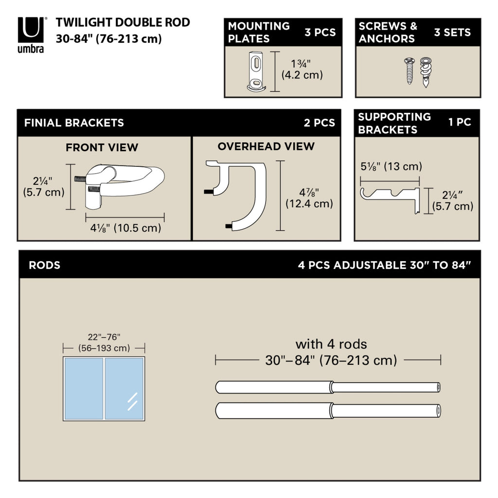 Window Curtain, Twilight Double Blackout Rod for Windows, Room Styling and Everyday Privacy, 2 Sizes and 2 Colors image 6