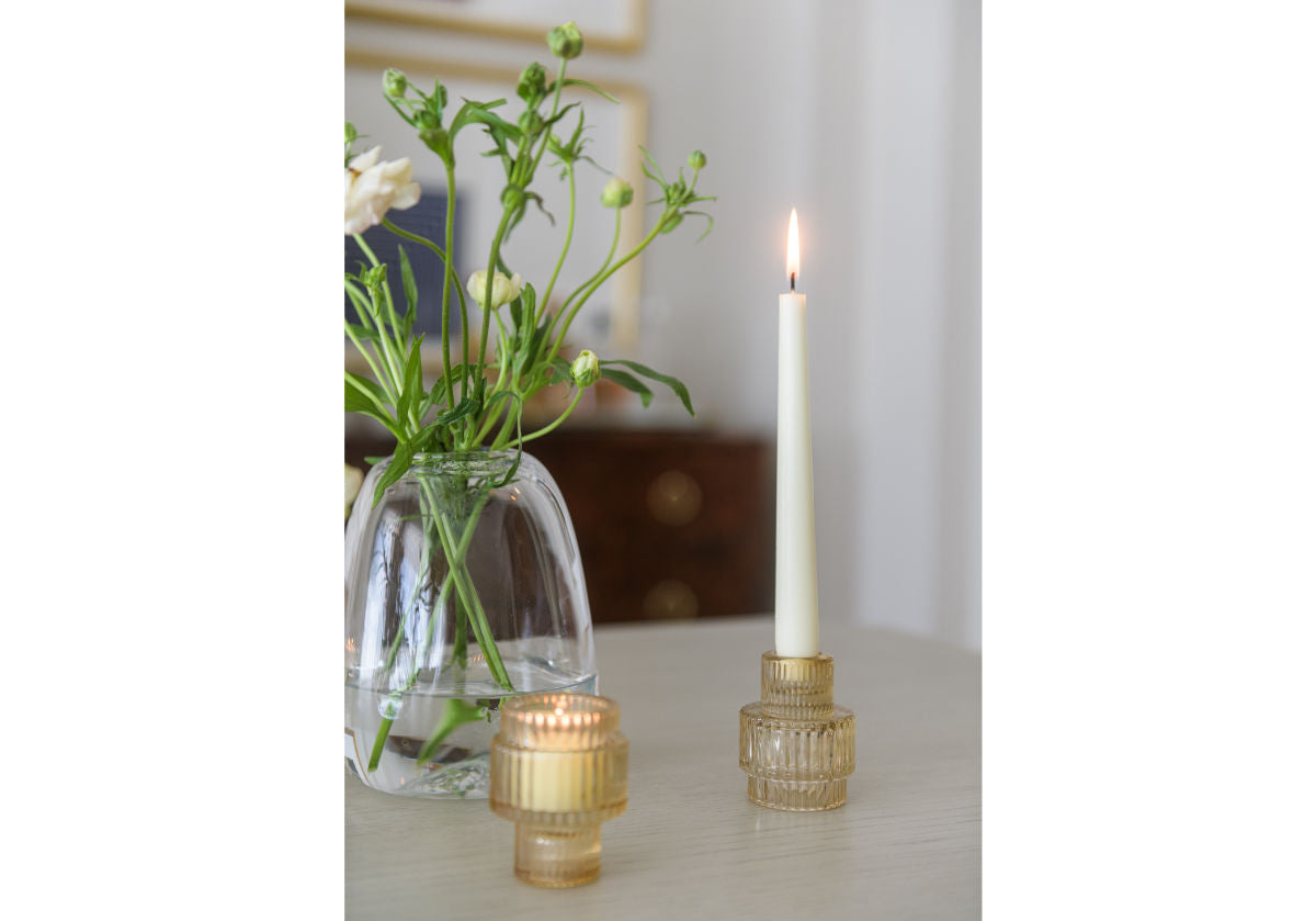 Candle Holder, VINTAGE RIBBED for Tabletop Candle Displays, Mantels and Entryway Decor, 2 QUANTITY Options image 6