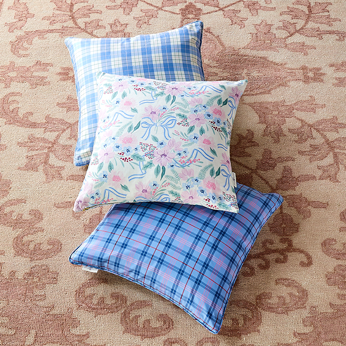 Decorative Pillow Cover Set, Porcelain Plaid in Silk for Bedroom Styling and Living Room Decor, 3 Size Options image 6