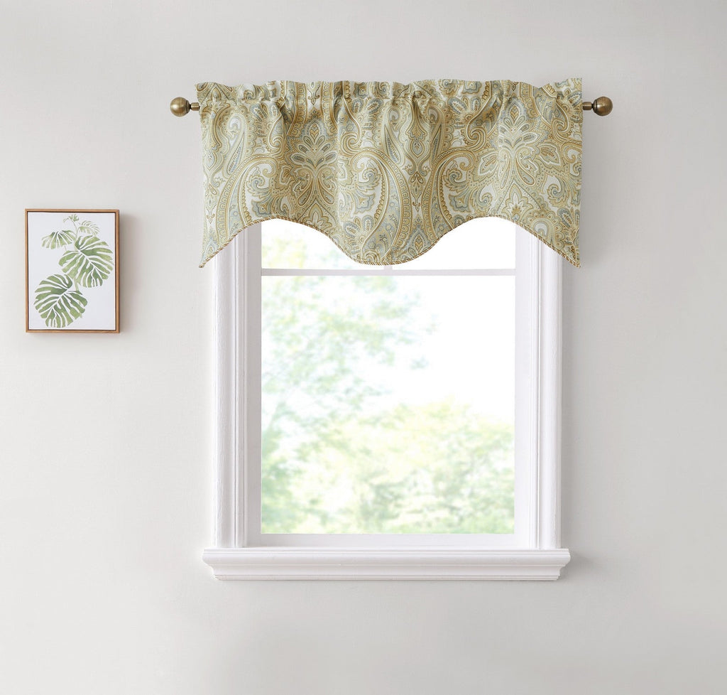 Window Curtain, Paris Paisley Floral Scalloped Valance 50 W x for Bedrooms, Living Rooms and Home Privacy, 7 Color Options image 6