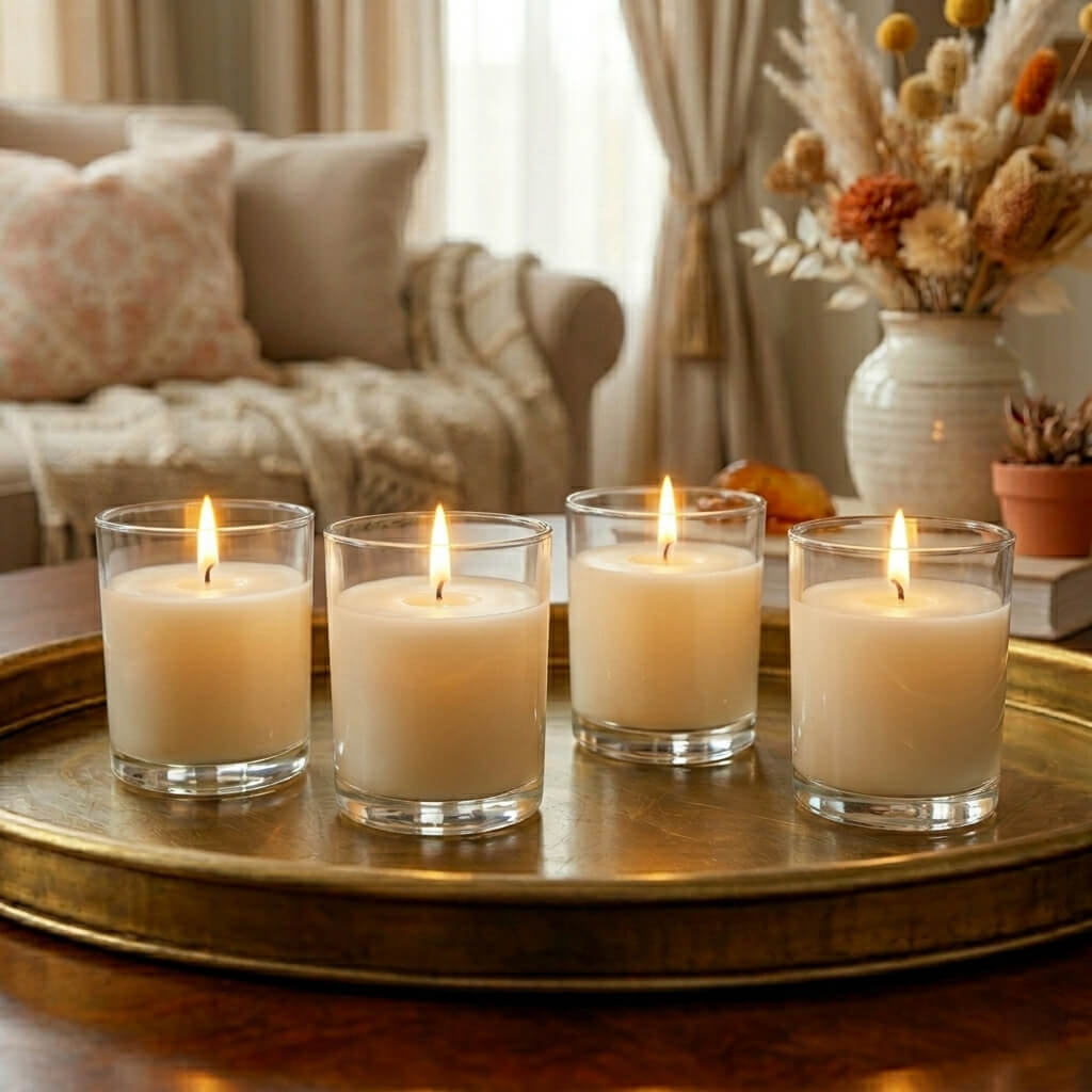 Votive Candle Set, Ivory Vanilla Scented 10 Hour 72 Pack, Cotton Wicks for Tabletop Candle Displays and Home Decorating image 6