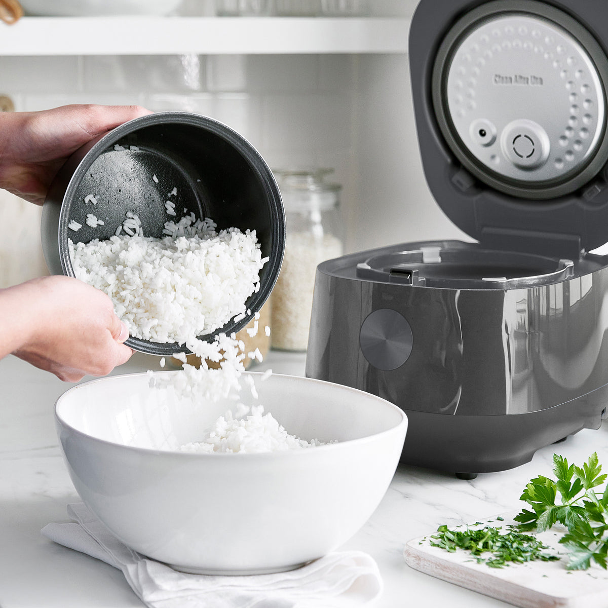 Drinkware, Bistro 8 Cup Carb Reducing Rice Cooker for Kitchen Tables, Workspaces and Daily Hydration image 6