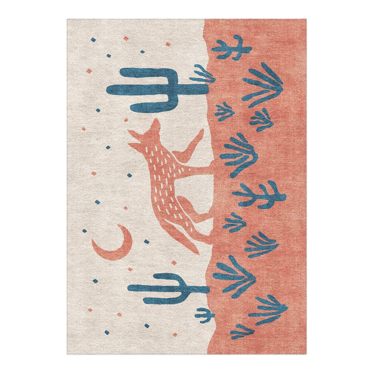 Area Rug, Desert Coyote Denim Blue & Terracotta for Hallways, Dining Spaces and Home Decor, 9 Size Options image 6