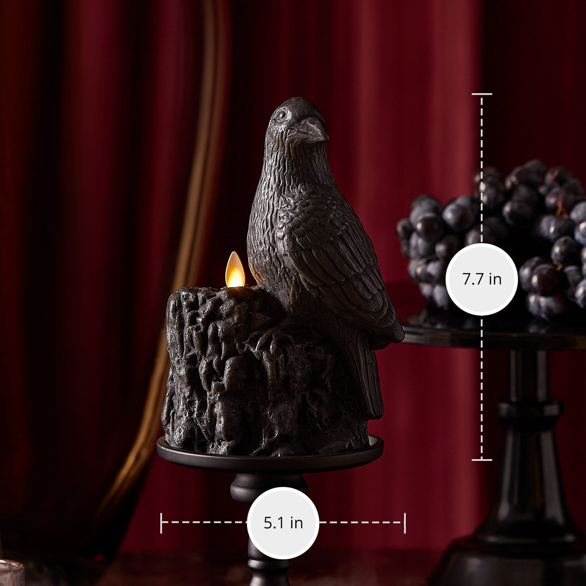 Flameless Candle, Black Perching Crow for Mantels, Entryways and Holiday Displays, Designed for Everyday Home Use image 6
