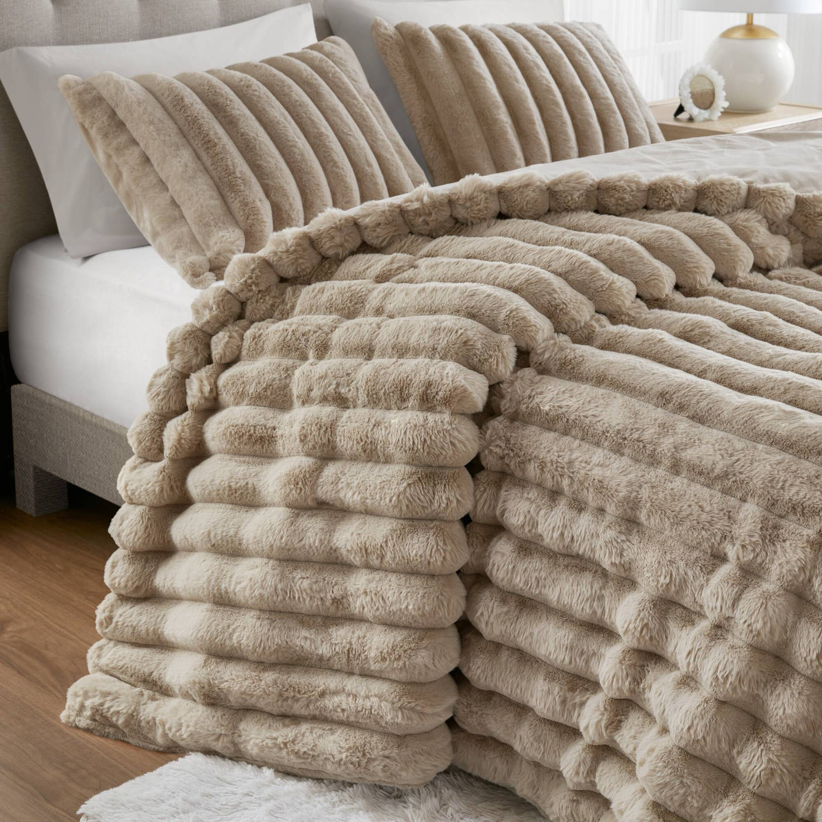 Bed Comforter, Jasmine Ultrasoft Faux Fur Ribbed Set, Lightweight Design for Year-Round Bedroom Comfort and Restful Sleep image 6