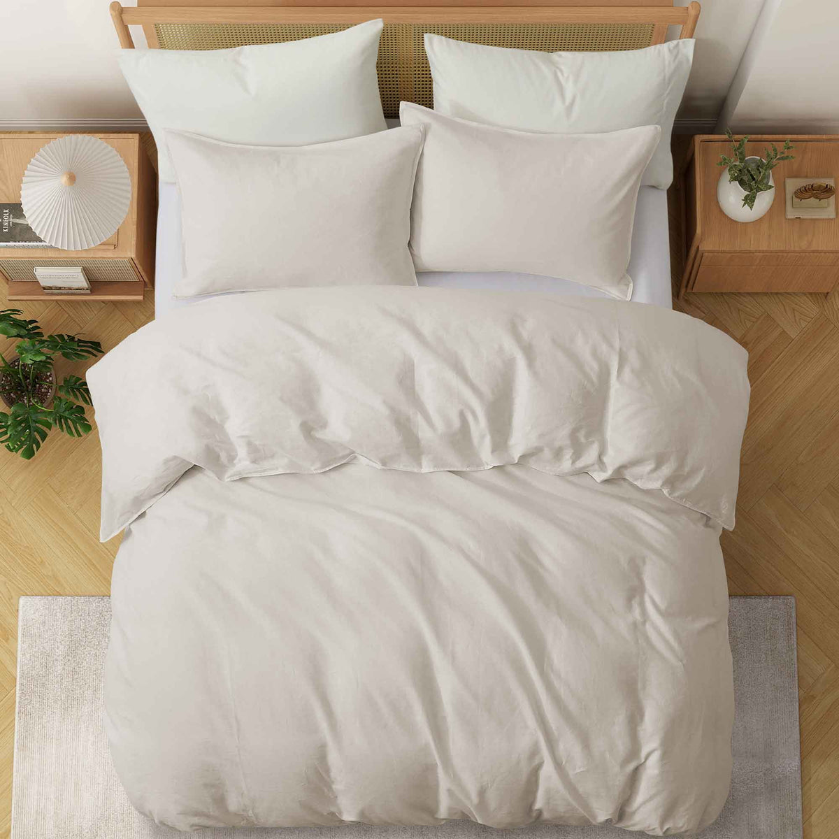 Duvet Cover Set, Linen Cotton Blend, Breathable Construction, Machine-Washable Care for Bedroom Bedding Refresh and Everyday Comfort image 6