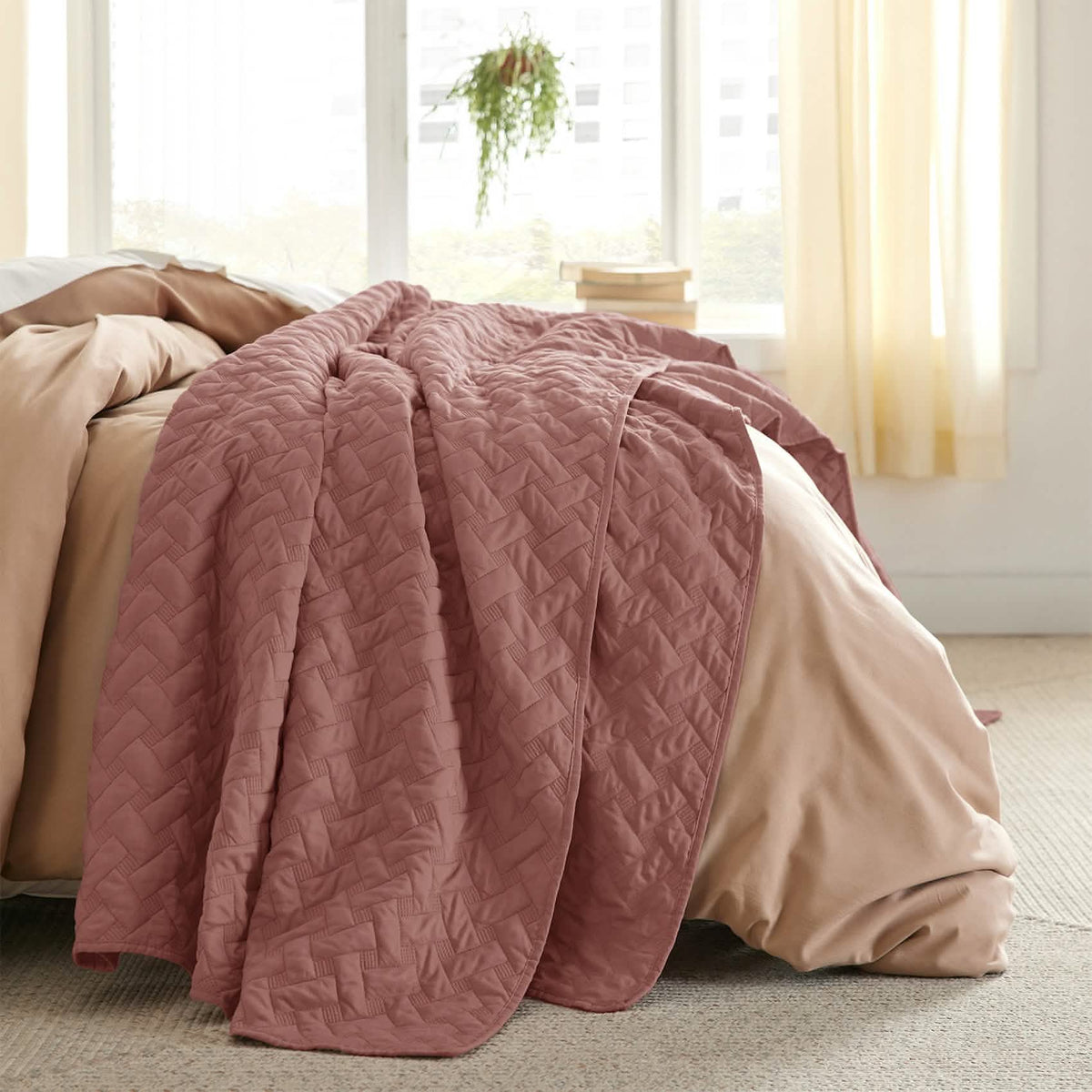 Cozy Throw Blanket, Basket weave Quilt Set, Lightweight Design for Living Rooms, Bedrooms and Everyday Lounging, 6 Sizes and 17 Colors image 6