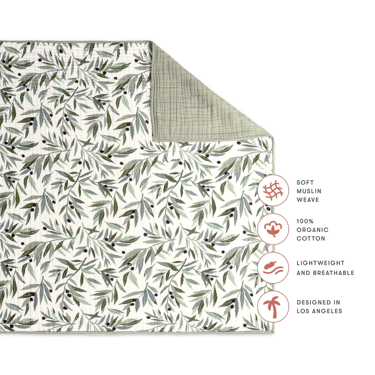 Bed Quilt, in 3 Layer GOTS Certified Organic Muslin, Breathable Construction for Guest Beds and Layered Bedroom Styling, 5 Color Options image 6