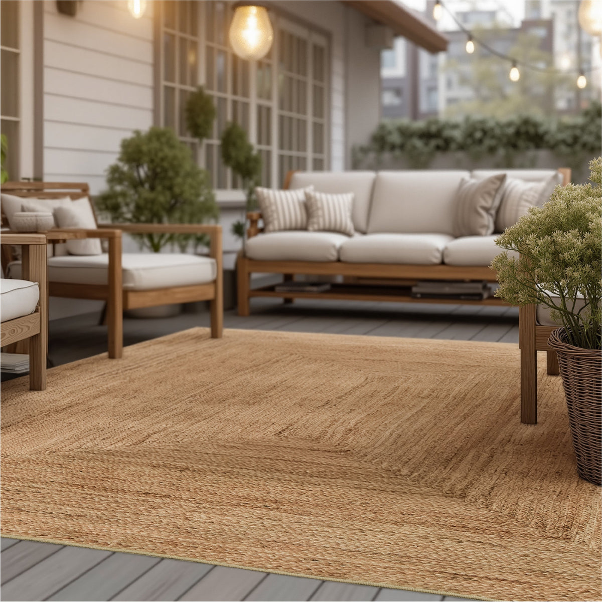 Area Rug, Faux Cashmere Print Jute Look, Machine-Washable Care for Hallways, Dining Spaces and Home Decor, 4 Size Options image 6