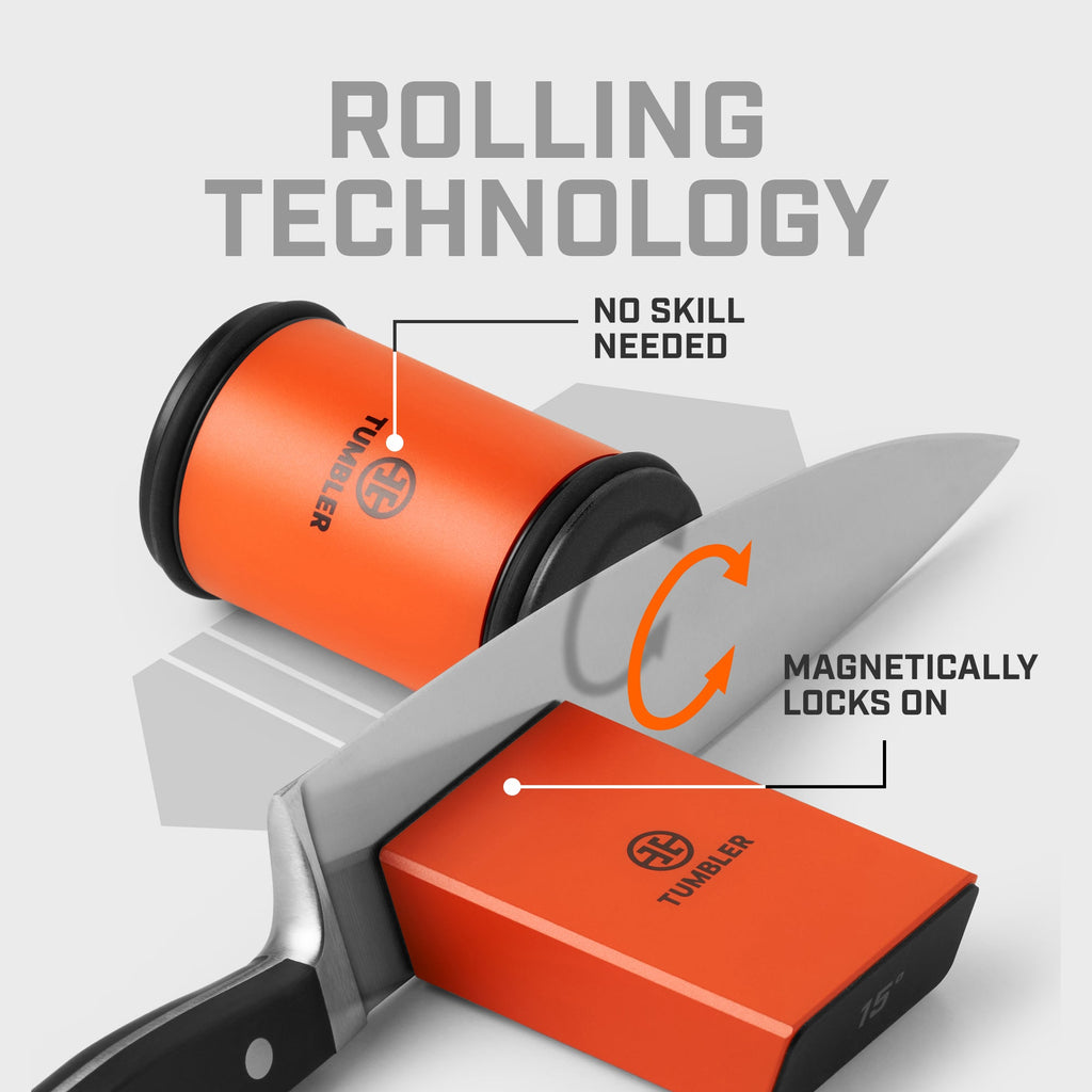 Rolling Knife Sharpener, Pro Diamond Set Orange for Everyday Meal Prep and Home Kitchens, Designed for Everyday Home Use image 6