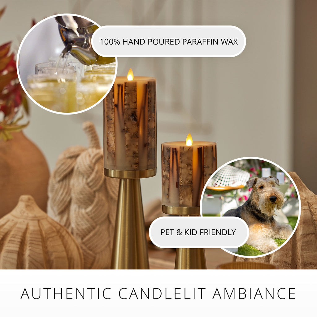 Flameless Candle, Ivory Embedded Birch and Twigs Pillar for Mantels, Entryways and Holiday Displays, 2 Size Options image 6