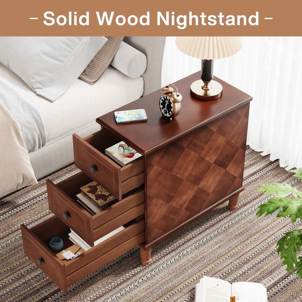 Nightstand, Fully Assembled Narrow Side Table with 3, Stain-Resistant Finish for Bedside Storage, Bedroom Organization and Guest Rooms image 6