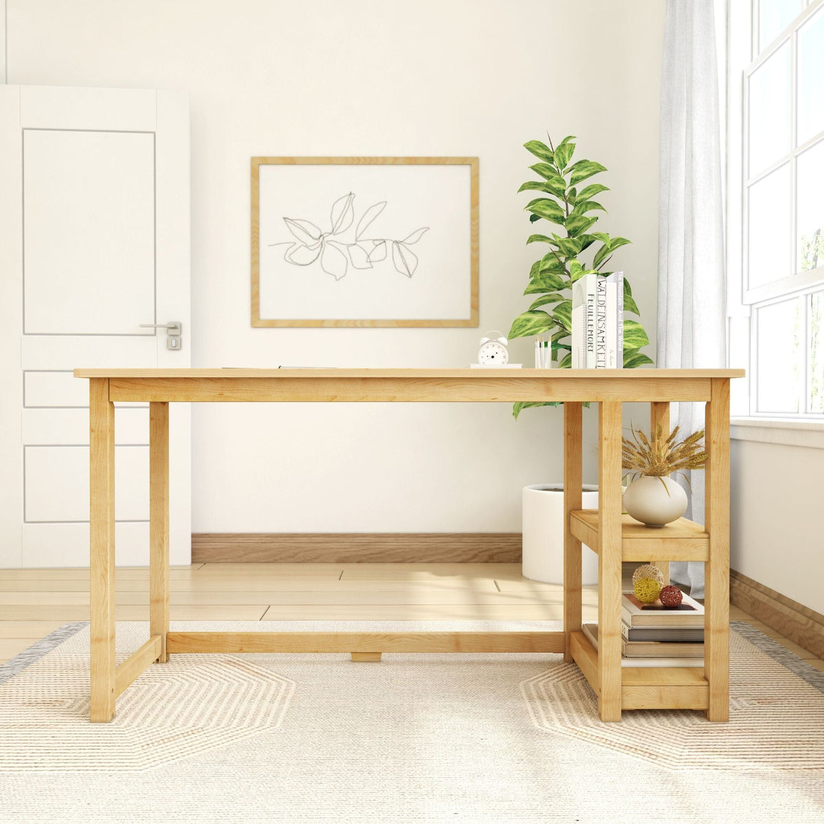 Computer Desk, 55", Solid Wood Construction for Home Offices, Computer Work and Study Spaces, 3 Color Options image 6