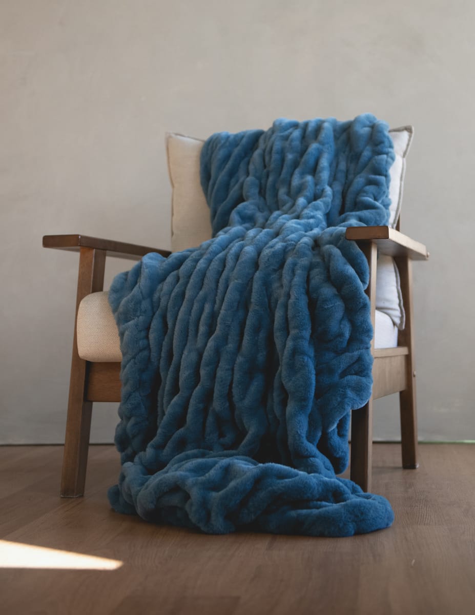 Cozy Throw Blanket, Hugs Midnight Blue for Sofas, Beds and Relaxing at Home, 5 Size Options image 6