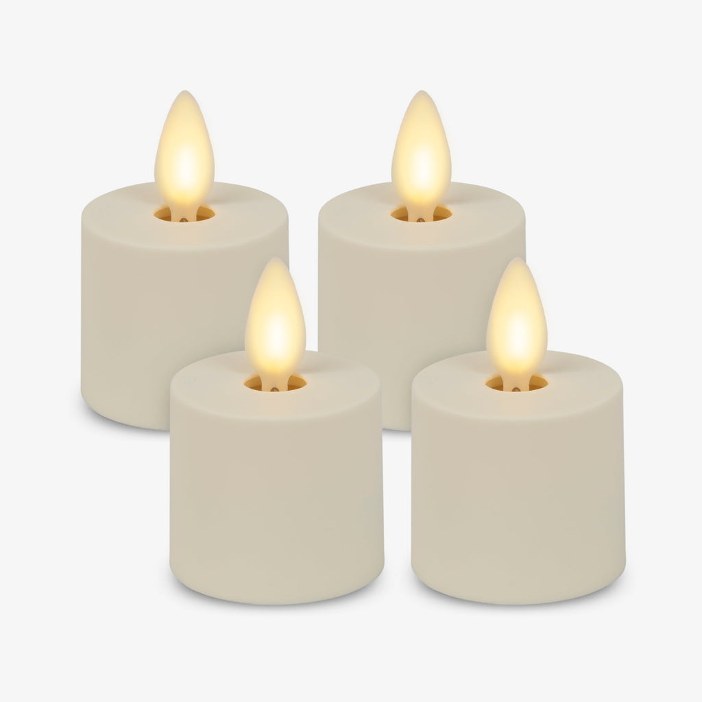 Flameless Candle, Set of 4 Pearl Ivory Tealights Extended for Mantels, Entryways and Holiday Displays image 6
