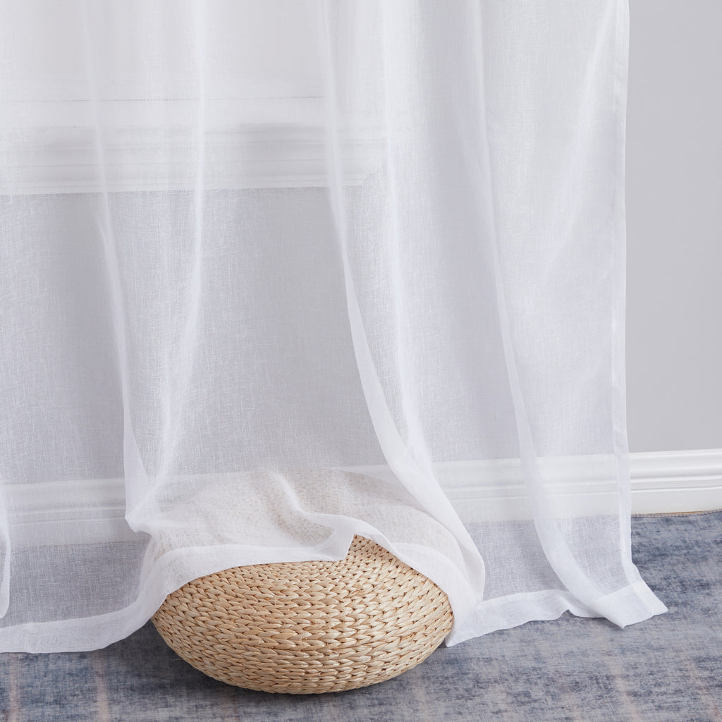 Window Curtain, Penelope Faux Linen Sheer Panels, Lightweight Design for Bedrooms, Living Rooms and Home Privacy, 5 Sizes and 12 Colors image 6