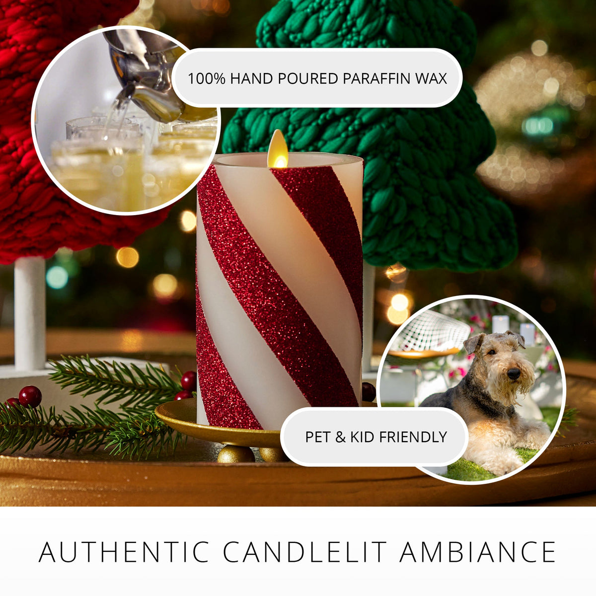 Home Fragrance, Red Candy Cane Wide Glitter Stripe White for Entryways, Bedrooms and Everyday Home Ambience, 3 Size Options image 6