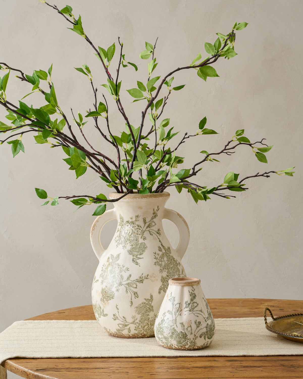 Decorative Vase, Fluted Green and White Distressed for Tabletop Arrangements and Home Decor, 2 Size Options image 6