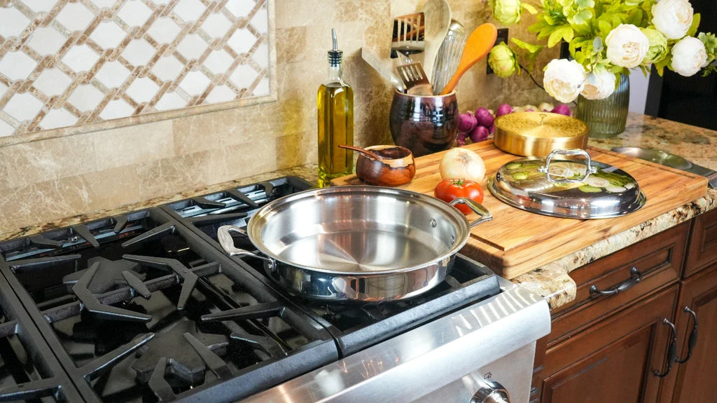 Stainless Steel Sauté Pan, 3.5 Quart with Cover and Short Handles for Stovetop Cooking, Sauces and Everyday Kitchen Use image 6