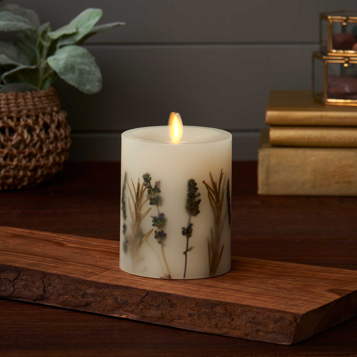 Decorative Candle, Flameless Embedded Lavender & Rosemary Pillar for Living Rooms, Bedrooms and Relaxing Evenings, 2 Size Options image 6