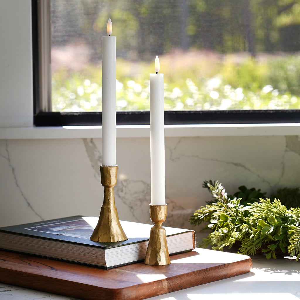 Decorative Candle, Gold Taper Holder Set of 2 for Entryways, Mantels and Everyday Home Ambience image 6