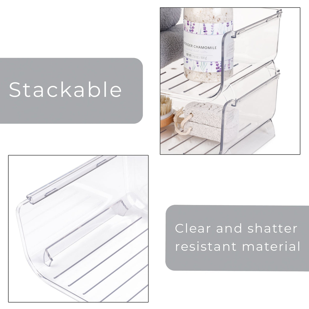 Home Storage Organizer, Clear Stackable Bottle 2 Pack for Bedrooms, Laundry Rooms and Living Spaces image 6
