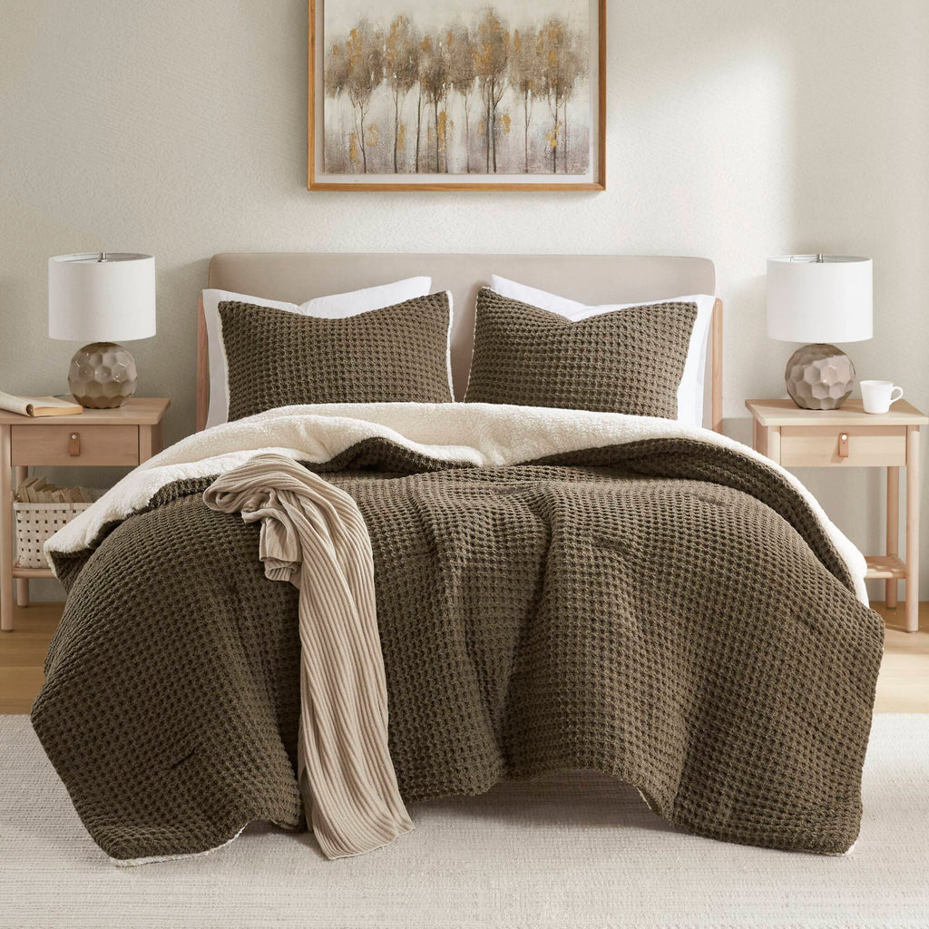 Bed Comforter, Riordan Waffle Knit Chenille Set, Machine-Washable Care for Everyday Bedding and Comfortable Sleep, 3 Sizes and 4 Colors image 6