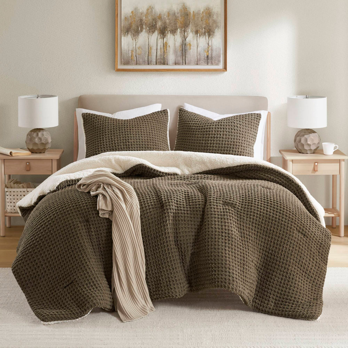 Bed Comforter, Riordan Waffle Knit Chenille Set, Machine-Washable Care for Everyday Bedding and Comfortable Sleep, 3 Sizes and 4 Colors image 6