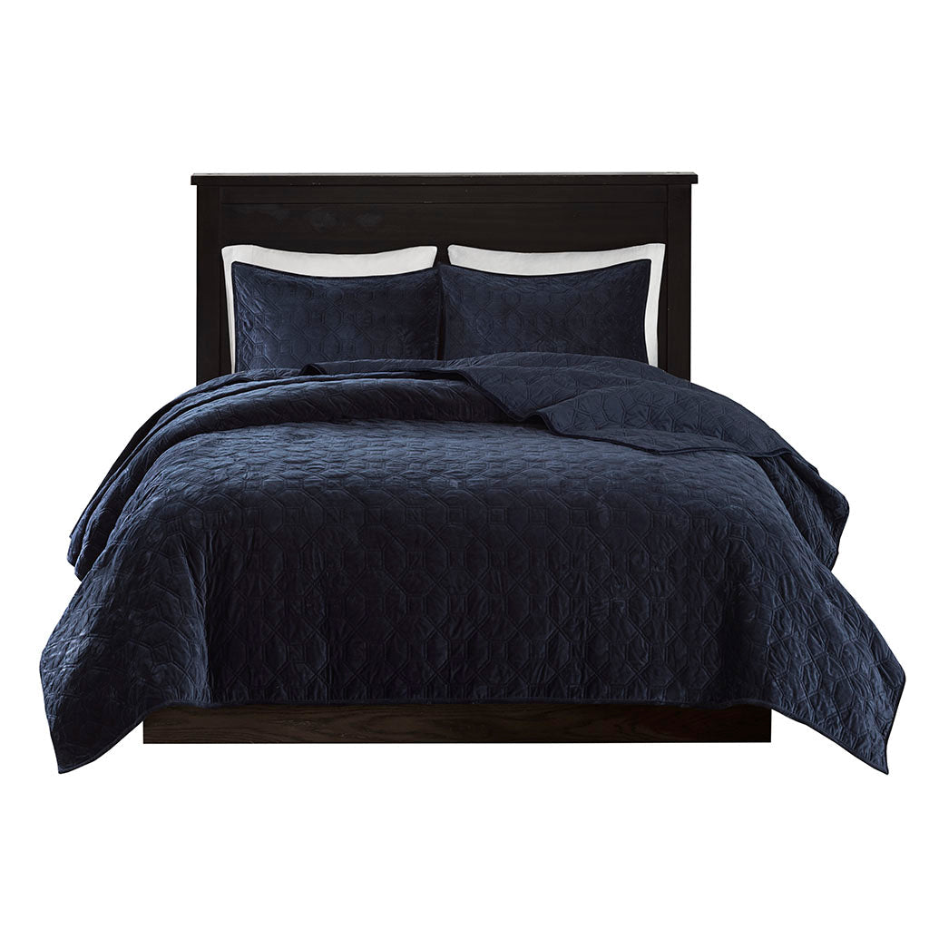 Cozy Throw Blanket, Harper 3 Piece Velvet Quilt Set, Machine-Washable Care for Sofas, Beds and Relaxing at Home, 2 Sizes and 7 Colors image 6
