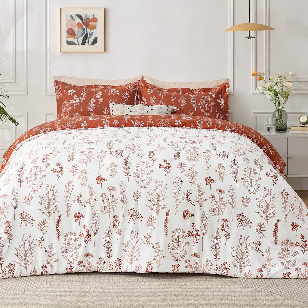 Duvet Cover Set, Reversible Floral Print, Breathable Construction for Bedroom Bedding Refresh and Everyday Comfort, 4 Sizes and 13 Colors image 6
