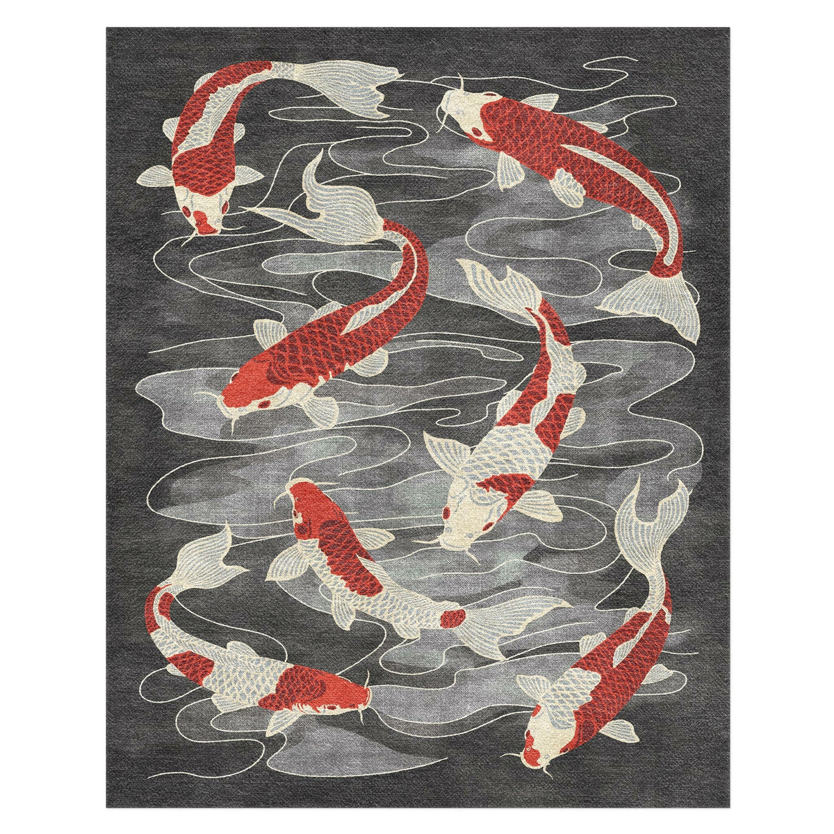 Area Rug, Koi Pond Charcoal for Living Rooms, Bedrooms and Entryways, 8 Size Options, Designed for Hallways, Dining Spaces and Home Decor image 6