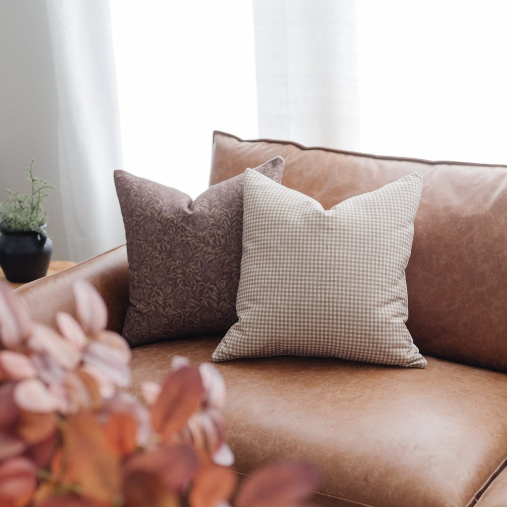Decorative Pillow Cover, Mini Tan Gingham 18" 22" 26", Lightweight Design, Machine-Washable Care for Bedroom Styling and Living Room Decor image 6