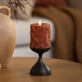 Flameless Candle, Caramel Café Embossed Leaves Pillars for Bedrooms, Living Rooms and Everyday Candlelight Ambience, 2 Size Options image 6