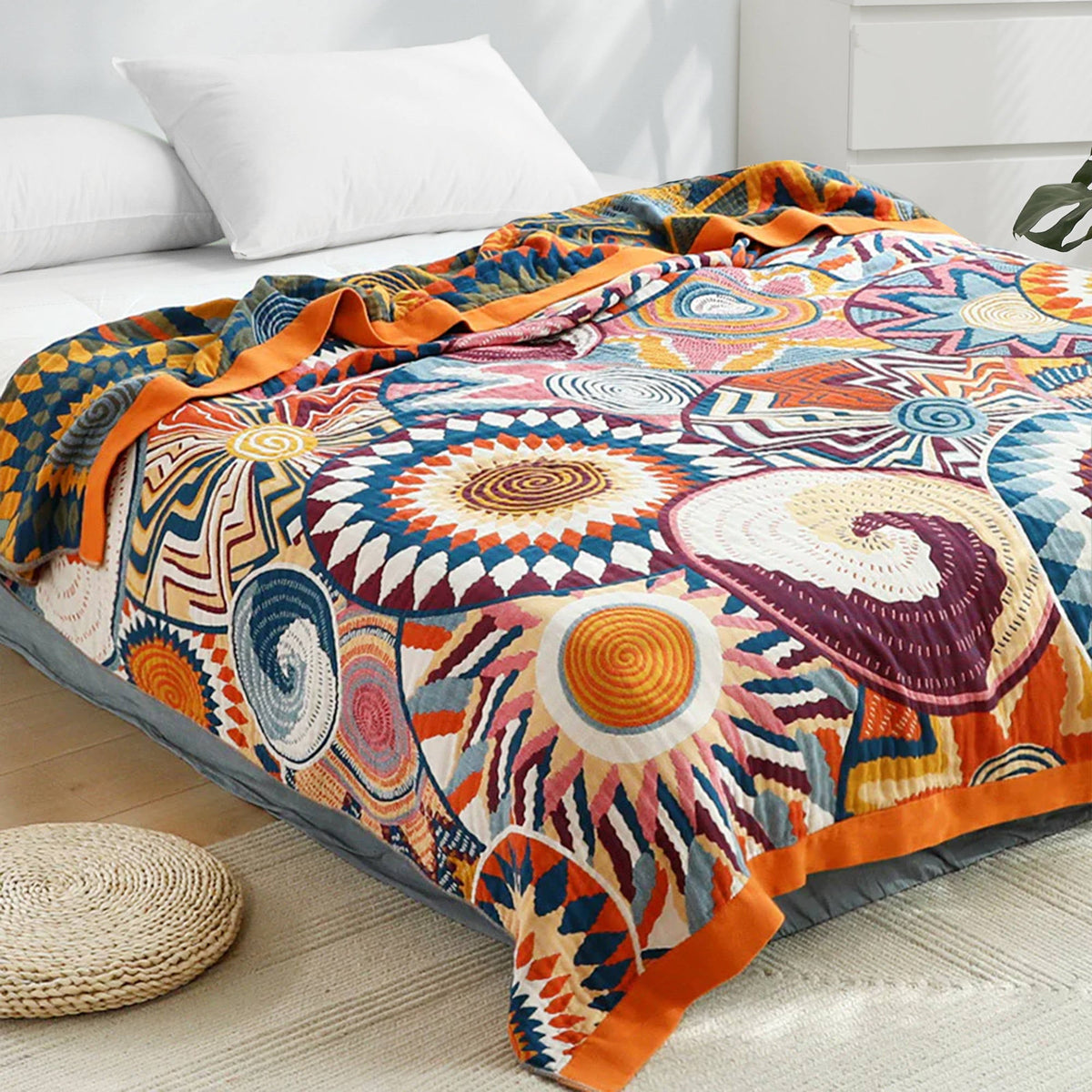Cozy Throw Blanket, Boho Cotton, Machine-Washable Care for Living Rooms, Bedrooms and Everyday Lounging, 12 Color Options image 6