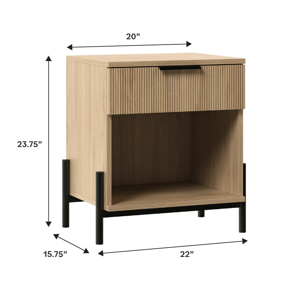 Nightstand, Paris Modern Scandinavian Reeded for Bedside Storage, Bedroom Organization and Guest Rooms, 2 Sizes and 3 Colors image 6