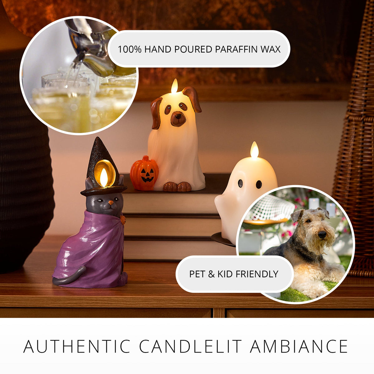 Flameless Candle, Bright White Spooky Ghost for Mantels, Entryways and Holiday Displays, Designed for Everyday Home Use image 6