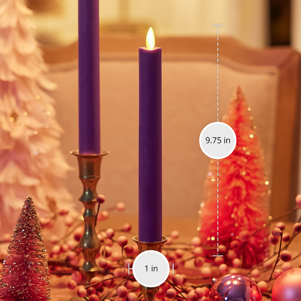 Flameless Candle, Purple Tapers Set of 2 for Bedrooms, Living Rooms and Everyday Candlelight Ambience image 6