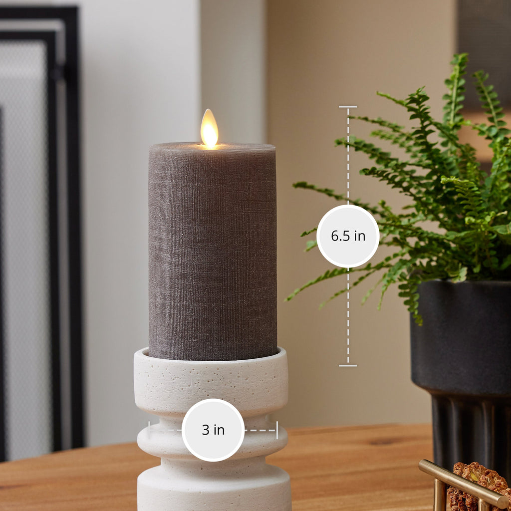 Flameless Candle, Chalky Linen Charcoal Gray Pillar for Mantels, Entryways and Holiday Displays, 3 Size Options image 6
